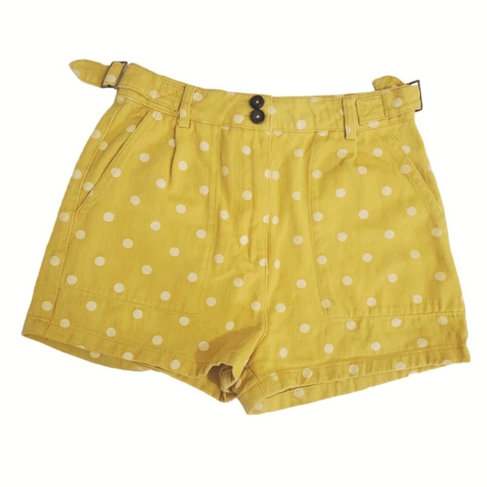 She + Sky | Polka-dot High-Rise Sunny Yellow Denim Shorts